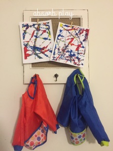 Beautiful finished pieces of art hanging in the playroom.