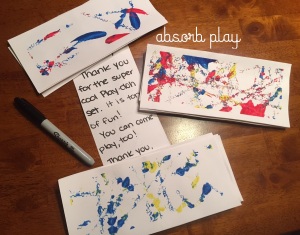 With just a few cuts after the paint dried, we had handmade cards by our one year old and two year old boys!